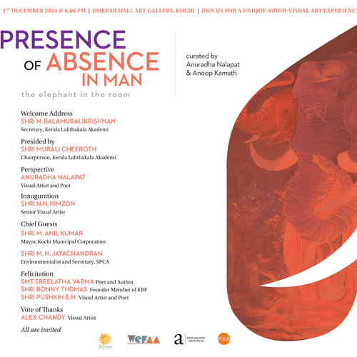 Presence Of Absence in man ‘The elephant in the room, Durbar Hall, Kerala Lalit Kala Akademi